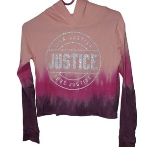 Justice Girls Long Sleeve Hooded Tie-dye Shirt Size 12